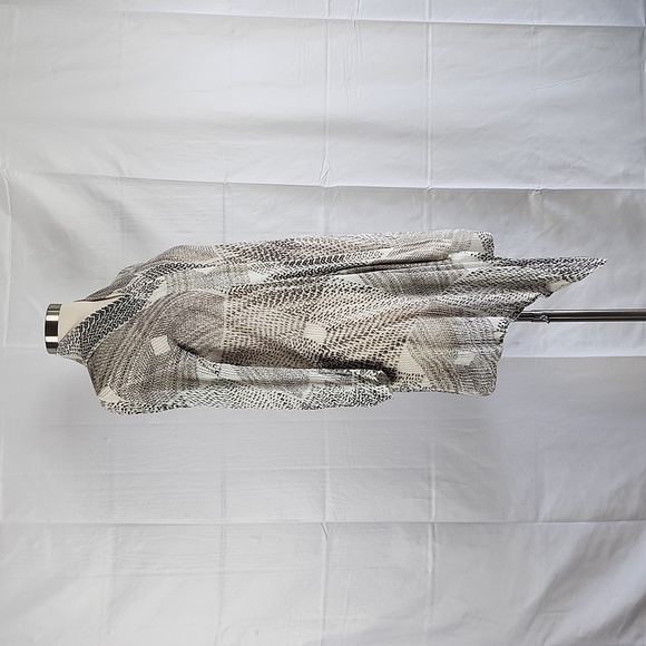 Nic+Zoe Longline Linen Blend Geometric Crochet Knit Waterfull Hem Cardigan S - Picture 2 of 11